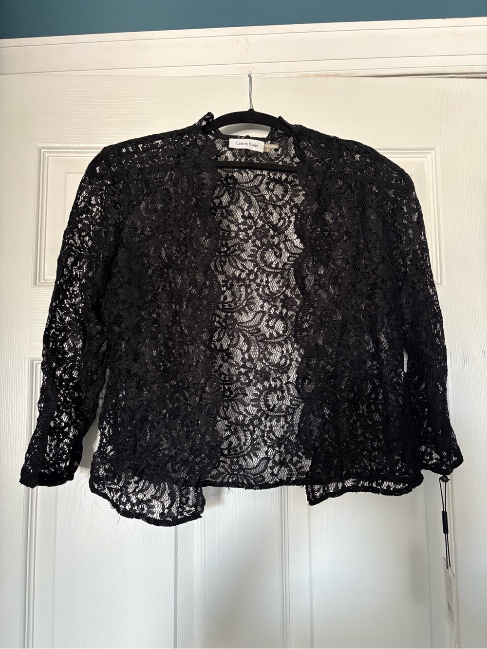 Calvin Klein Sheer Black Lace Open Cardigan